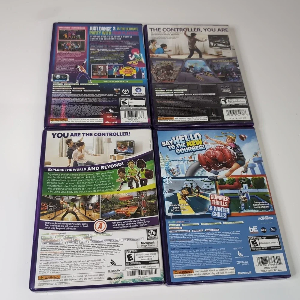 Xbox 360 Kinect Game Lot 4 Pieces‎ total CIB Tested Working